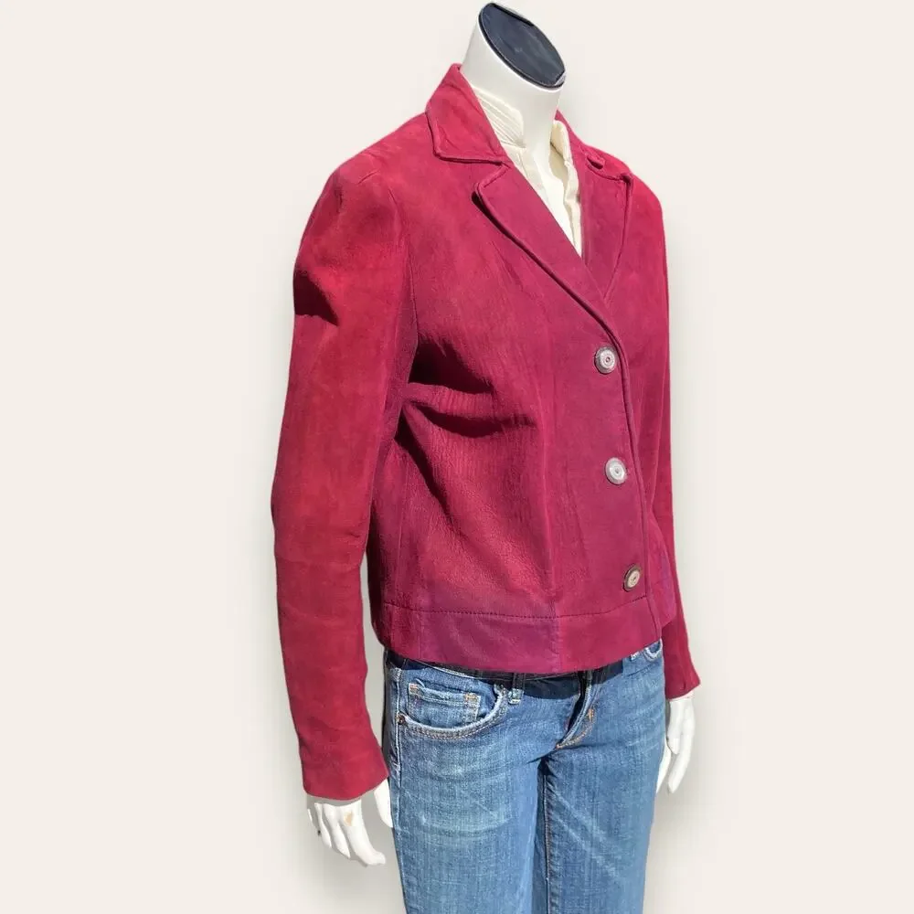 Vintage Burgundy suede cropped jacket ladies medium - Picture 3 of 16